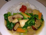 Meatless dish - stir fry kailan with beancurd and mushrooms