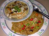 Vegetarian yam rice with tofu soup
