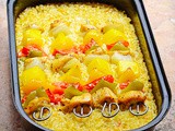 Oven Baked Chicken Skewers with Rice