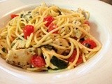 Spaghetti with Sauteed Chicken & Grape Tomatoes