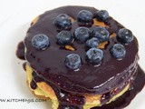 Chickpea pancakes with coconut blueberry sauce