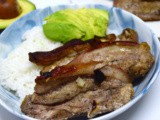 Easy worcestershire pork belly rice bowl