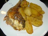 Ψάρι με πατάτες , λεμόνι  και ρίγανη στο φούρνο