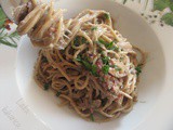 Integralni špageti s gljivama, slaninom i parmezanom ☆ Whole wheat spaghetti with mushrooms, bacon, and Parmesan