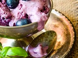 Blueberry Ice cream with Bourbon and Basil