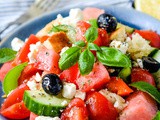Greek Panzanella Salad with Honey and Watermelon
