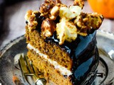 Spicy Pumpkin Cake With Chocolate Glaze And Popcorn Topping
