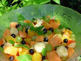 Herbs on Saturday ~ Peachy Fresh Fruit Salad with a Flourish of Angelica and Mint