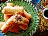 Filo pastries filled with spiced mince and pine nuts (znoud el-sit) recipe