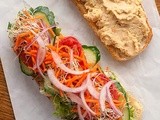 Lemony Hummus Sandwich with Cucumber, Radish Sprouts, and Red Onion Recipe