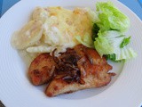 Potato Gratin And Chicken Escalope With Caramelized Onions