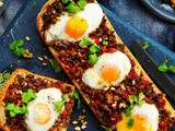 Turkish Bread with Spicy Lamb and Eggs