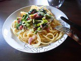 Spaghetti aux poireaux et lardons / Leek and Bacon Spaghetti