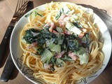 Spaghettis aux lardons et chou chinois / Spaghetti with Bacon and Chinese Cabbage