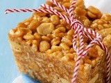 Peanut butter + rice krispies blocks in just 6 minutes  =  #microwave magic