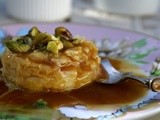 Rice pudding with caramel sauce + pistachio nuts = for dad