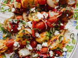 Griddle Vegetable Skewers Recipe with Marinated Feta