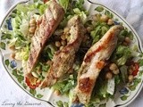 Grilled Boneless Chicken Breast with Green Tomato and Basil Salad