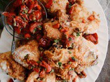 Oven Fried Chicken with Tomato & Caper Chutney