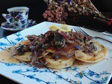 Polenta Pancakes and Sauteed Mushrooms with Caramelized Onions