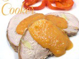 Slow Cooker Pork Roast with Roasted Pepper Onion Sauce