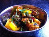Bhindi masala with onions and peppers (okra)