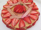 Rhubarb and Custard Cheesecake with Strawberries