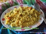 Mixed vegetable paneer pulav/Easy vegetarian rice recipes for lunch/step by step pictures
