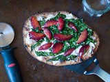 Kale, pluot and ricotta pizza