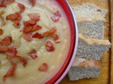 Beauty and the beast: celeriac and pear soup with bacon