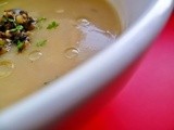 Jerusalem artichoke soup with smoked oyster gremolata