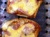 Posh cheese on toast: bacon, cheese and plum jam