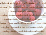 Veckans meny 23 februari- 1 mars 2015