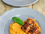 Salmon with Lemon Herb Butter and Garlic Mashed Sweet Potatoes