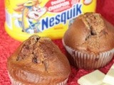 Muffins au Nesquik et Coeur de Chocolat Blanc