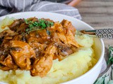 Poulet aux champignons et oignons et sa purée de pomme de terre