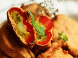 Stuffed Capsicum Pakoda or Pakora Recipe | Spicy Potato Stuffed Bell Pepper Fritter