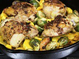Quick, Comforting, One Pan Chicken with Delicata Squash and Brussels Sprouts