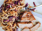 Grilled Pork Chops with Asian Jicama and Cabbage Slaw