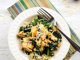 Italian Chicken One Pan Meal with Leeks, Apples, Kale, and Parmesan Cheese