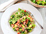 Salmon Caesar Salad with Cucumbers, Tomatoes and Parmesan Cheese