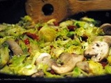 Shaved Brussels Sprouts with Mushrooms and Sun Dried Tomato