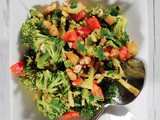 Thai Chopped Broccoli Salad with Bell Peppers, Cilantro and Peanut Sauce