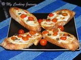 Crostini with Cherry Tomatoes and Mozzarella
