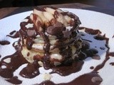 Millefeuille with creme patisserie, pear and chocolate sauce