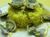 My dinner party: clams with orange and ginger with yellow rice