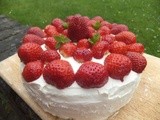 Strawberries and cream sponge cake