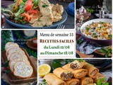 Menu de la semaine 33, du 12 au 18/08