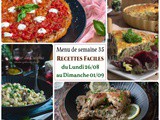 Menu de la semaine 35, du 26/08 au 01/09