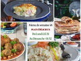 Menu de la semaine 48 du 25/11 au 01/12